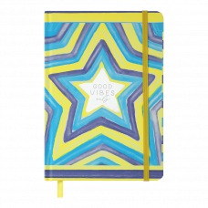 Книжка записна STAR, на гумці, А5, 96 арк., клітинка, офсет крем., тв.лам.обл., блакитна