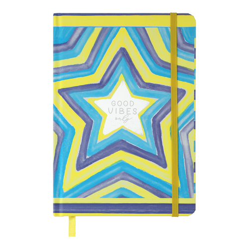 Книжка записна STAR, на гумці, А5, 96 арк., клітинка, офсет крем., тв.лам.обл., блакитна