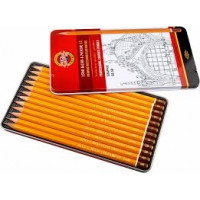 Набір олівців для креслення KIN 5В-5Н 12шт металева коробка Graphic