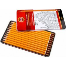 Набір олівців для креслення KIN 5В-5Н 12шт металева коробка Graphic