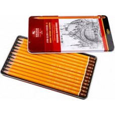 Набір олівців для креслення KIN 8В-2Н 12шт металева коробка Art