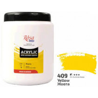 Фарба акрилова, Жовта (409), 1000 мл, ROSA Studio