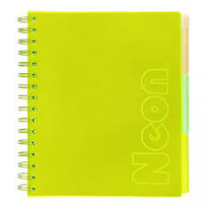 Зошит на пружині NEON, В5 (170x205), 120 арк, клітинка, 3 PVC розділювачі, PVC обкладинка, жовтий