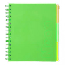 Зошит на пружині NEON, В5 (170x205), 120 арк, клітинка, 3 PVC розділювачі, PVC обкладинка, зелений