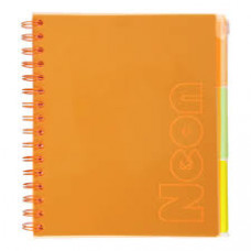 Зошит на пружині NEON, В5 (170x205), 120 арк, клітинка, 3 PVC розділювачі, PVC обкладинка, помаранче