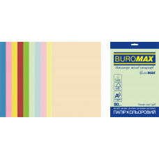 Набор цветной бумаги А4, 80г/м2, PASTEL+INTENSIV, 10кольорів 20арк Euromax