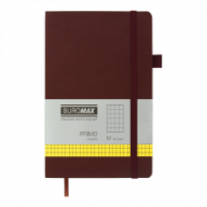 Книга записна Buromax PRIMO 125*195, 96 арк., клітинка, обкл. штучна шкіра, коричневий