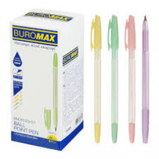 Ручка  BUROMAX  SIMPLE 0,7мм синя, асорті пастельних корпусів