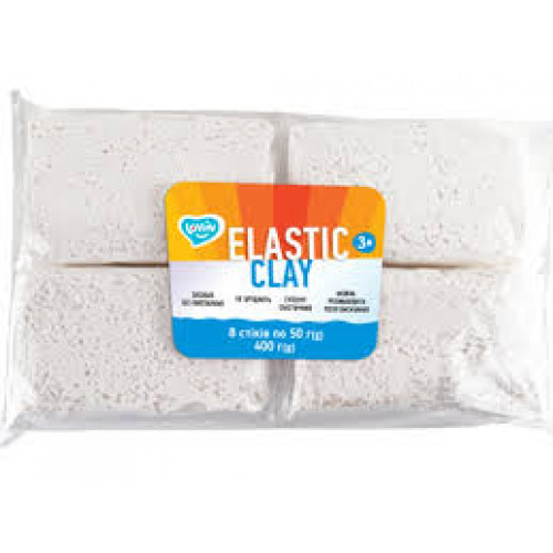 Набір для ліплення з повітряним пластиліном Elastic Clay white 400гр БІЛИЙ ТМ Lovin Набір для ліплення з повітряним пластиліном Elastic Clay white 400гр БІЛИЙ ТМ Lovin