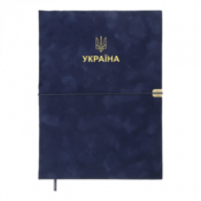 Датований щоденник А4 Buromax PATRIOT VELOUR синій, штучна шкіра