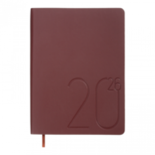 Датований щоденник А5 Buromax DARK MORANDI темно-червоний, штуч.шкіра