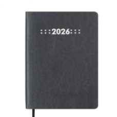 Датований щоденник А5 Buromax MEMORY сірий, штуч.шкіра