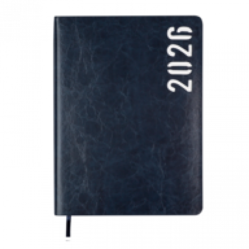 Датований щоденник А5 Buromax MIND синій, штуч.шкіра