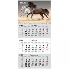 Календар настінний квартальний 2026 р.,1 пр. Horses 3