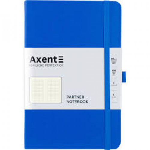 Книга записна Axent Partner, А5, 96арк, кліт, на гумці, з кішенею, ляссе, блакитна