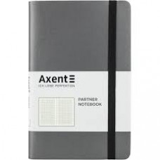 Книга записна Axent Partner, А5, 96арк, кліт, на гумці, з кішенею, ляссе, сіра Книга записна Axent Partner, А5, 96арк, кліт, на гумці, з кішенею, ляссе, сіра