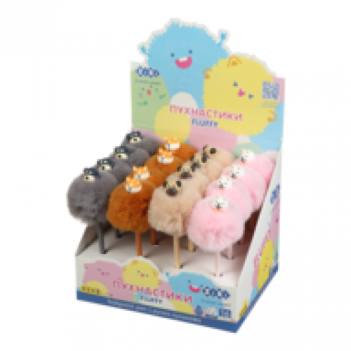 Ручка  ZіBі пушок кулькова, Fluffy Dogs, 0,7 мм, синя