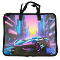 Портфель дитячий на молнії з ручками JO "Car neon" 32*26см