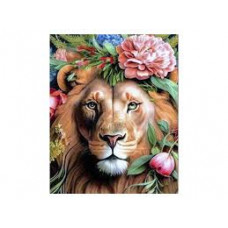 Набір для творчості алмазна картина Лев у квітковій короні Strateg розміром 40х50 см  (SK86018)