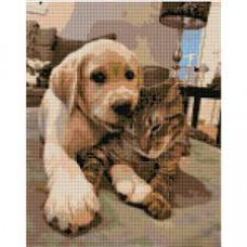 Набір для творчості алмазна картина Найкращі друзі Strateg розміром 30х40 см (KB106)