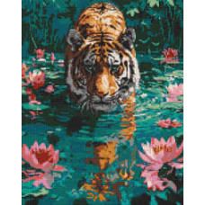 Набір з алмазною мозаїкою "Тигр на полюванні" 40х50см