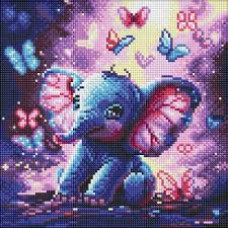 Набір з алмазною мозаїкою для дітей "Безтурботний слоник" 30х30см