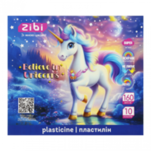 Пластилін ZiBi Kids Line UNICORN 10 кольорів, 160г