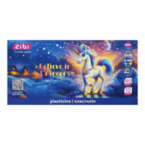 Пластилін ZiBi Kids Line UNICORN 12 кольорів, 192г
