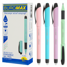 Ручка гелева Buromax "пиши-стирай" ILLUSIA 0,5мм гумовий гріп, синя