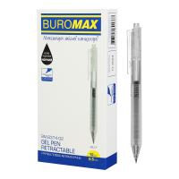 Ручка гелева Buromax автоматична JELLY 0.5 мм, прозорий корпус з силіконовим грипом Чорна