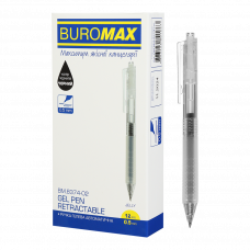 Ручка гелева Buromax автоматична JELLY 0.5 мм, прозорий корпус з силіконовим грипом Чорна