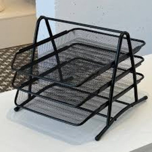 Підставка-органайзер 200x100x100мм металева сітка чорна 3 відділення 3689-В