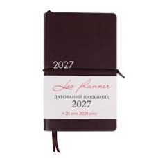 Щоденник діловий 12х20 cм Leo Planner датований 2027 "Glory", м'який, коричневий, 352 сторінки
