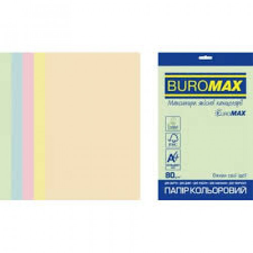 Папір кольоровий Euromax 80г/м2, PASTEL, світло-зелений, 20арк.