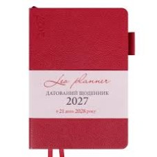 Щоденник діловий А5 Leo Planner датований 2027 "Binario", м'який, бордовий, 368 сторінок