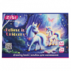 Альбом для малювання ZiBi Kids Line 24арк. 120 г/м2, на скобі UNICORN фіолетовий
