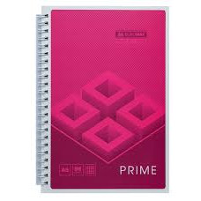 Блокнот А5  96арк. спіраль бічна PRIME клітинка, рожевий