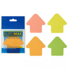 Папір клейкий BUROMAX "Стрілка", 50 арк., асорті, неон