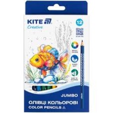 Олівці кольорові тригранні, 12 шт. Jumbo, Kite Creative