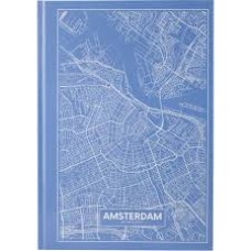 Книга записна А4  96арк тверда обкладинка клітинка Axent Maps Amsterdam, блакитний