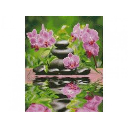 Набір для творчості алмазна картина Орхідеї та каміння Strateg розміром 40х50 см (L-345)