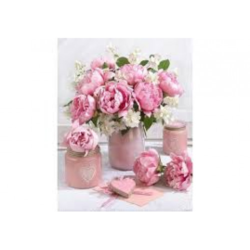 Набір для творчості алмазна картина Рожево-білі півонії Strateg розміром 40х50 см (L-366)