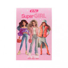 Блокнот-планшет SUPER GIRL, A5, 50арк, клітинка, клеєний, картон. обкладинка