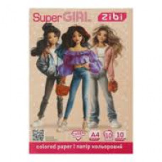 Папір кольоровий двусторонній SUPER GIRL, А4, 14 аркушів, 7 кольорів, 90 г/м2, KIDS Line