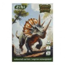 Папір кольоровий двусторонній DINO, А4, 14 аркушів, 7 кольорів, 90 г/м2, KIDS Line