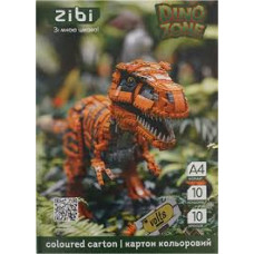 Картон кольоровий DINO, А4, 10 кольорів - 10 аркушів, 230 г/м2, KIDS Line