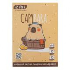 Картон кольоровий CAPYBARA, А4, 10 кольорів - 10 аркушів, 230 г/м2, KIDS Line