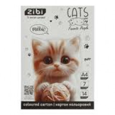 Картон кольоровий А4 14арк 7кол 230г/м KIDS Line CATS&DOGS