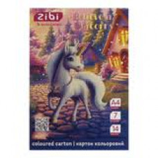 Картон кольоровий А4 14арк 7кол 230г/м KIDS Line UNICORN