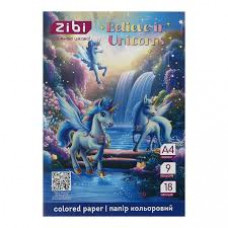 Папір кольоровий А4 18арк. 9кол ZіBі KIDS Line UNICORN